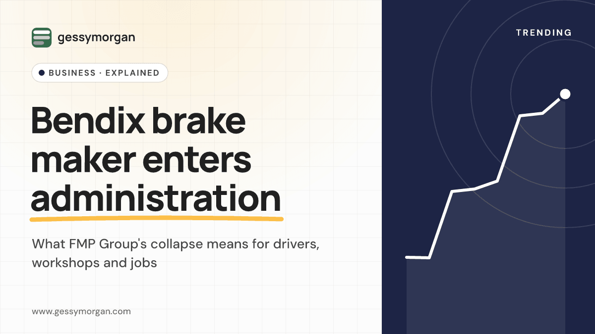 GessyMorgan cover graphic reading Bendix brake maker enters administration, with a subline about drivers, workshops and jobs.