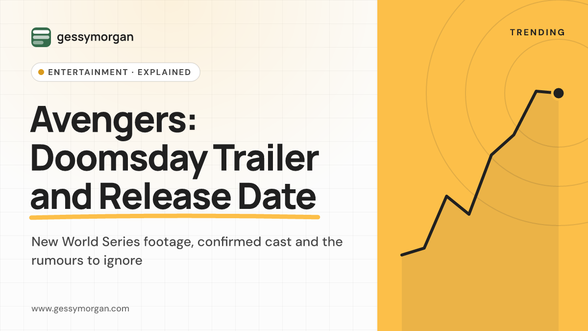 Branded cover graphic reading Avengers: Doomsday Trailer and Release Date.