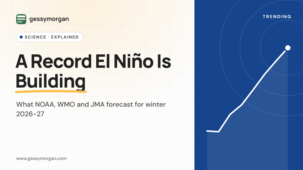 Cover graphic reading A Record El Niño Is Building, about the 2026 El Niño forecast from major weather agencies.