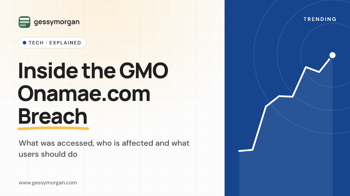 Branded cover graphic reading Inside the GMO Onamae.com Breach, with the subline what was accessed, who is affected and what users should do.