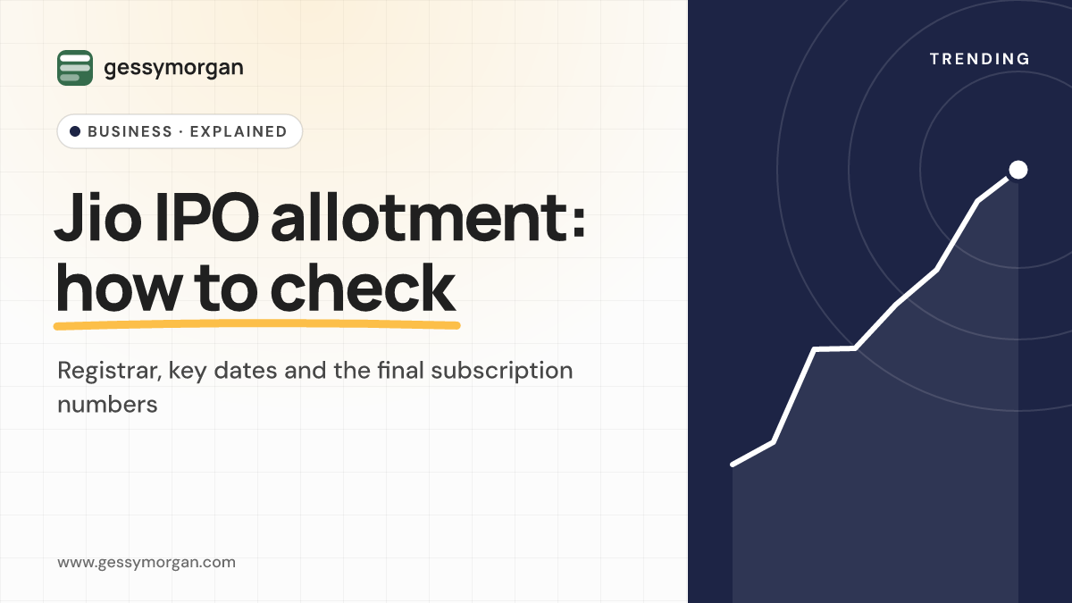 Branded cover graphic reading Jio IPO allotment: how to check.