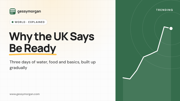 Cover graphic reading Why the UK Says Be Ready, about the UK government's three-day emergency preparedness advice.